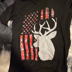 Black T-Shirt with Red and White Graphic